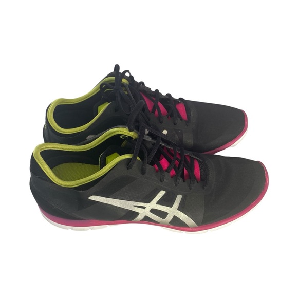 ASICS Woman’s Running Shoes Black & Neon Pink Size 11 - Picture 2 of 3